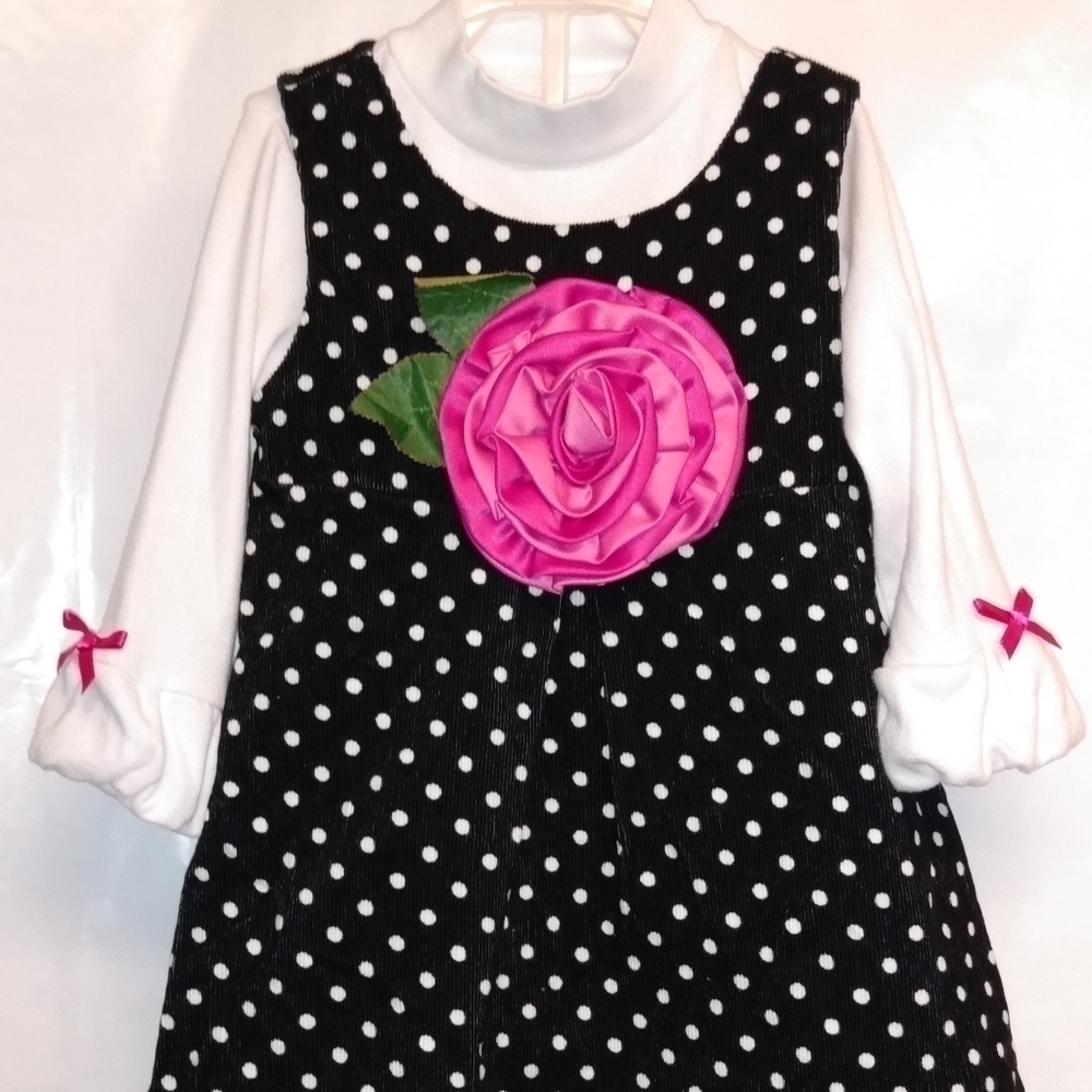 Bonnie Baby Dress Set, 24M, Black/White polka dot, pre-owned